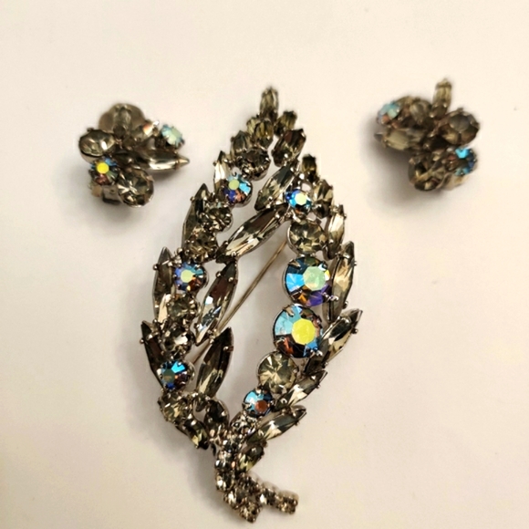 Dazzling Smoky Topaz Crystal Brooch and Earrings Juliana Style - Picture 7 of 15